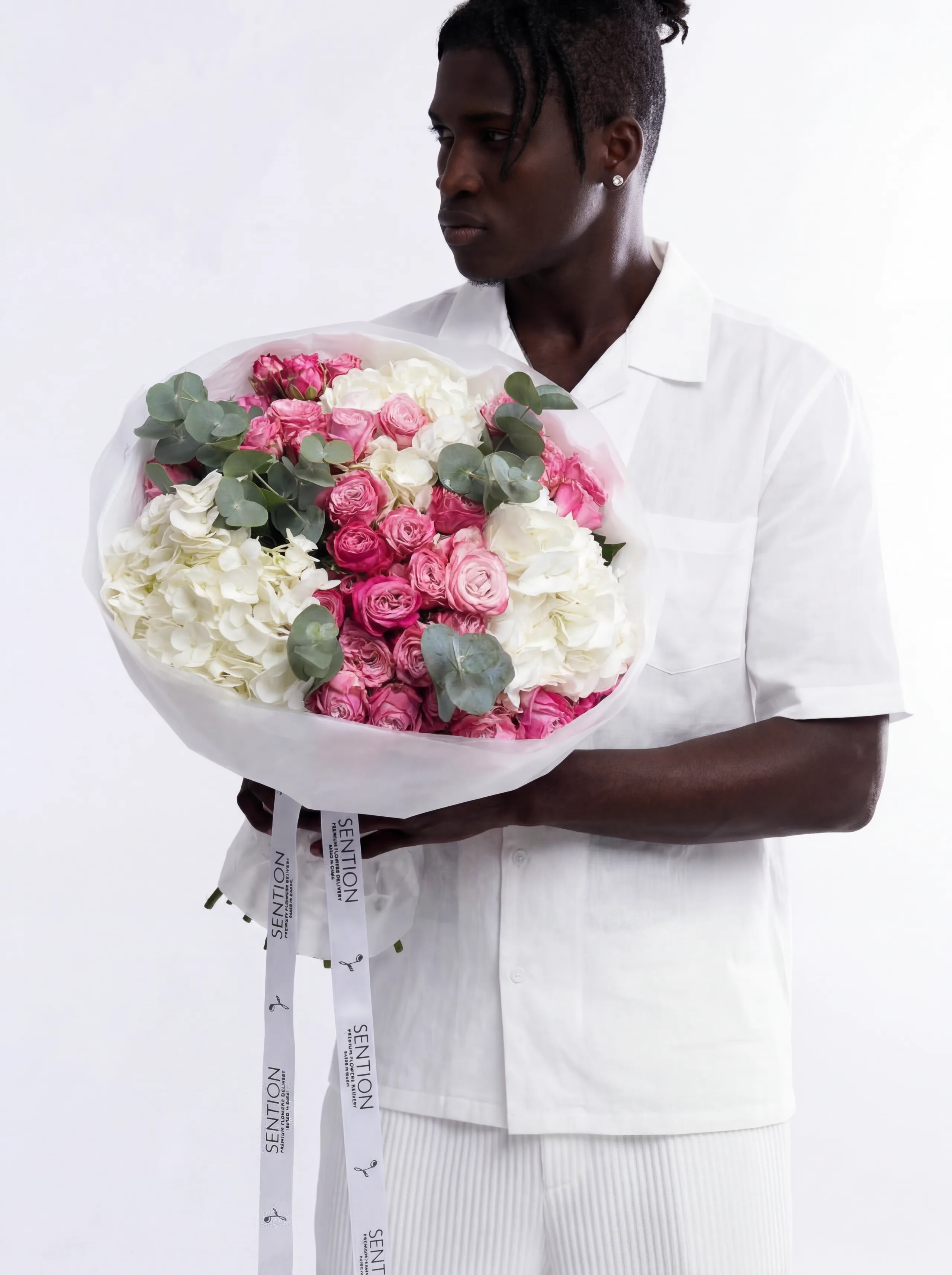 Fuchsia Spray & White Hydrangea